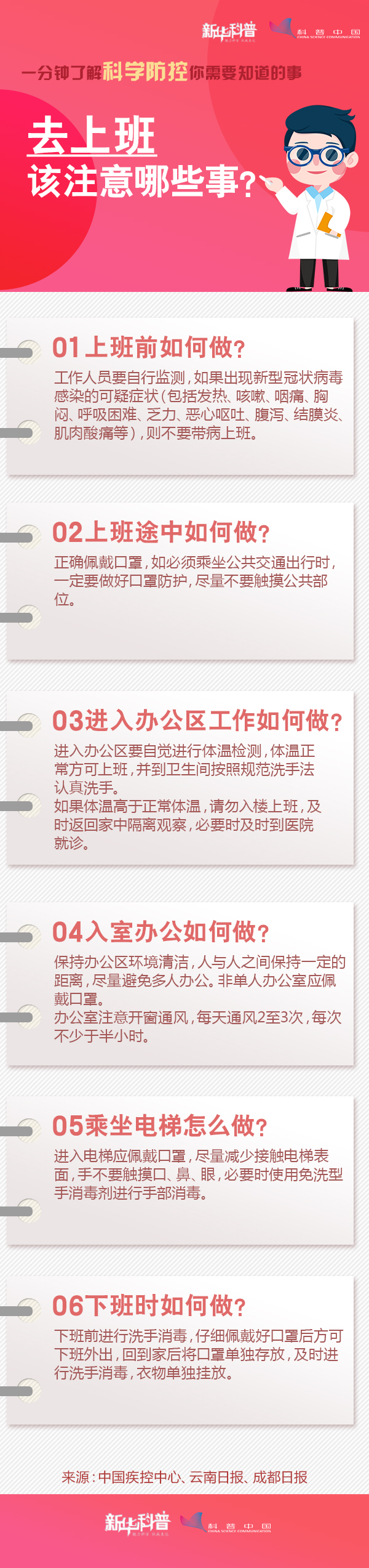 一分鐘了解科學(xué)防控你需要知道的事：去上班該注意哪些事？