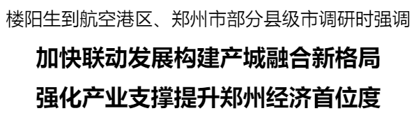 樓陽生到航空港區(qū)、鄭州市部分縣級(jí)市調(diào)研