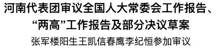 河南代表團(tuán)審議全國(guó)人大常委會(huì)工作報(bào)告、“兩高”工作報(bào)告及部分決議草案