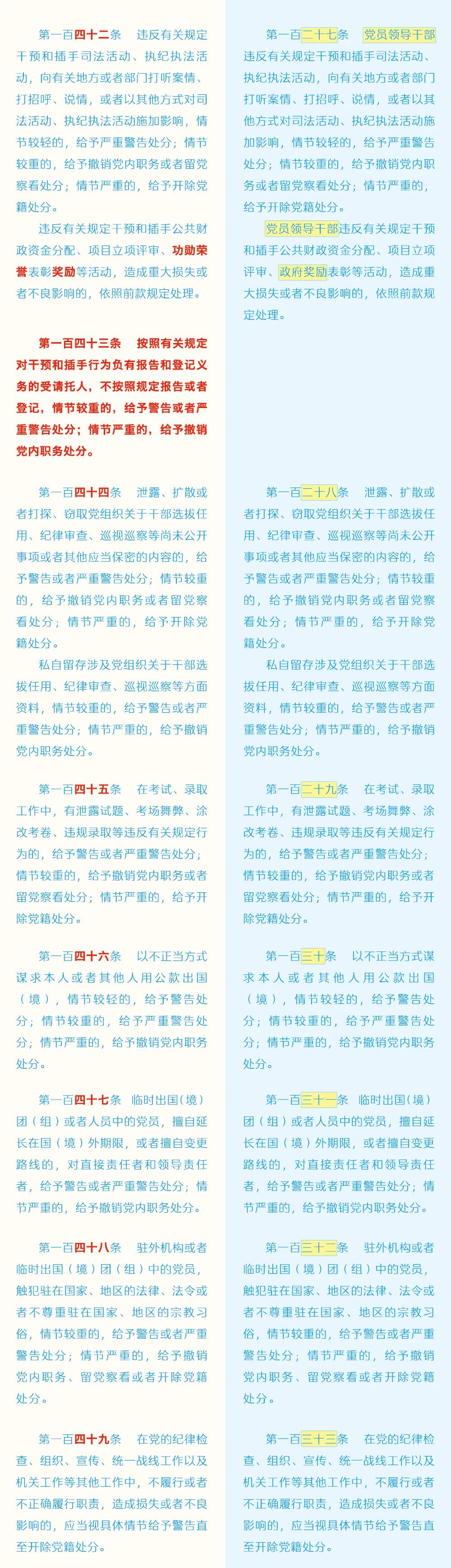 《中國共產黨紀律處分條例》修訂條文對照表